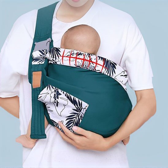 Echarpe de portage vert bebe maman
