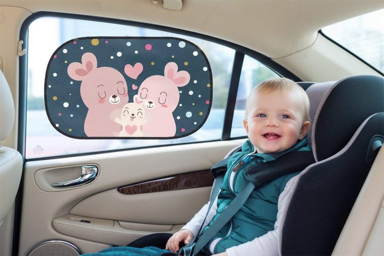 nourrissant pare soleil voiture bebe protection voyage motif lapins