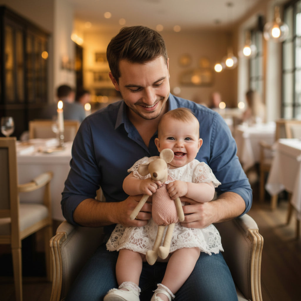 bebe doudou souris rose