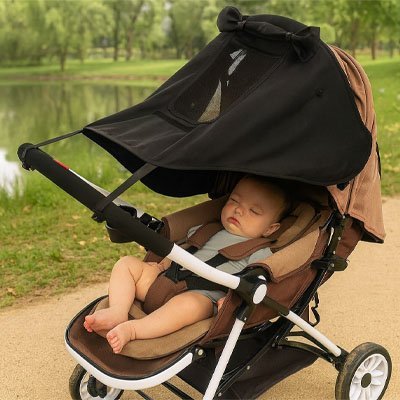 bebe endormie parasol de protection pour poussette