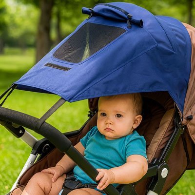 bebe parasol de protection bleu pour poussette