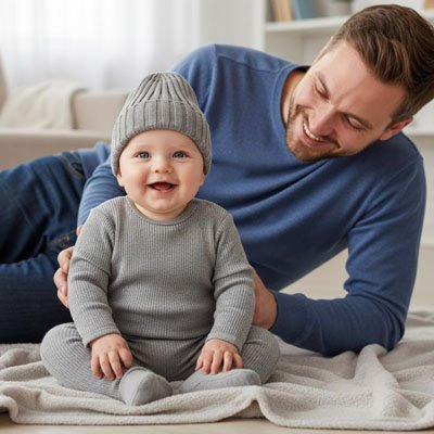 Bonnet bebe gris papa