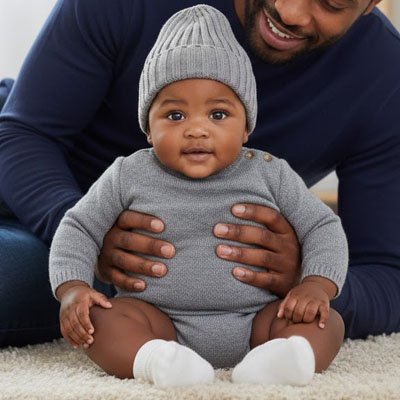 Bonnet bebe papa gris