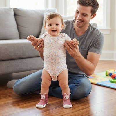 chaussure  rose bebe papa salon