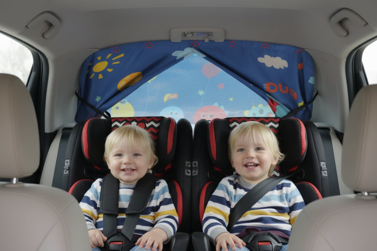deux jumeaux pare soleil voiture bebe uv shield