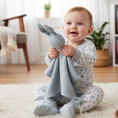Doudou lapin gis blue