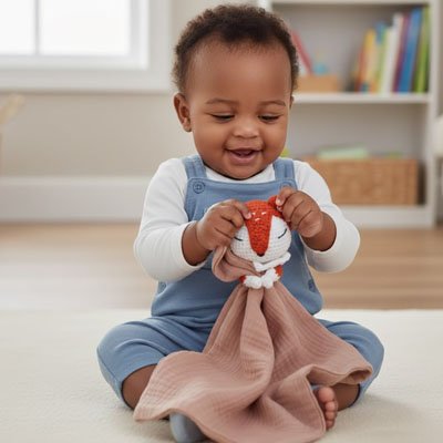 Doudou renard bebe rose