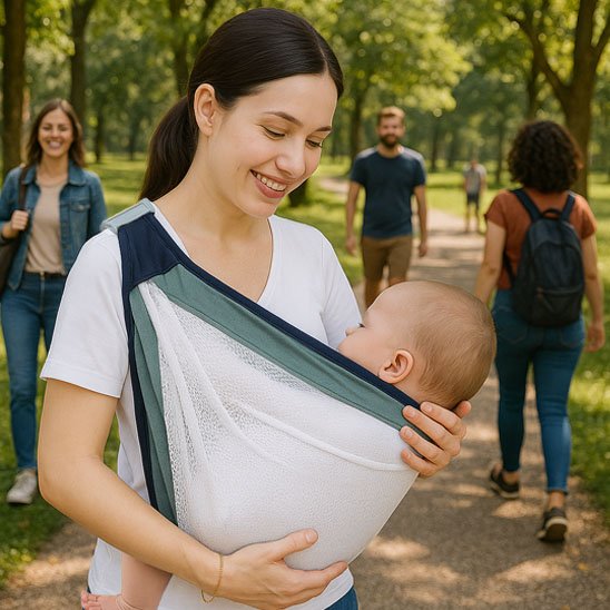 echarpe de portage bebe vert maman papa