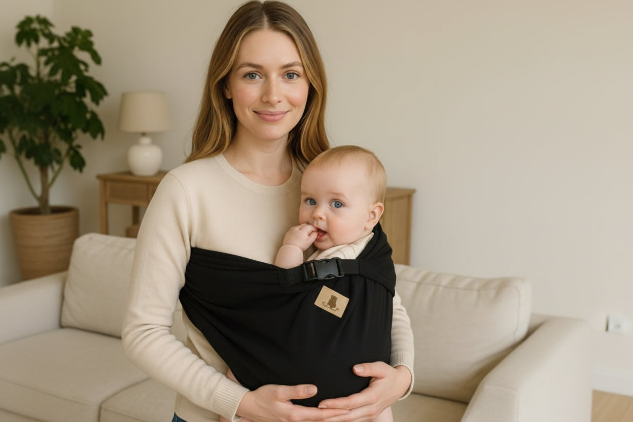 echarpe de portage ergonomique noir maman bebe