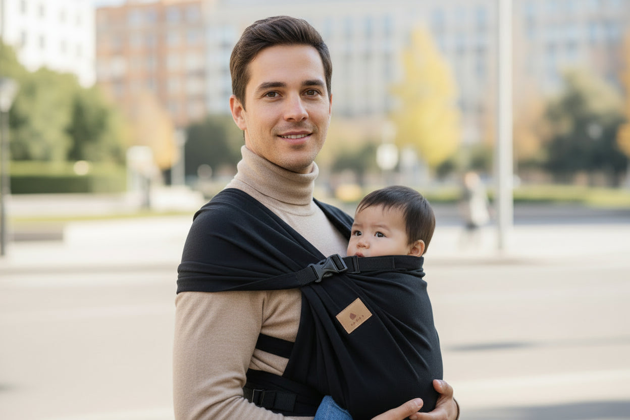 echarpe de portage ergonomique noir parent bebe