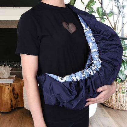 echarpe de portage maman Fleur bleue