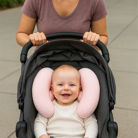 enfant cale tete bebe poussette maman