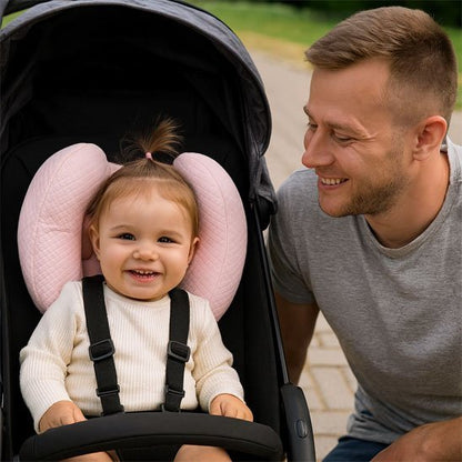 fiellette papa poussette avec cale tete bebe