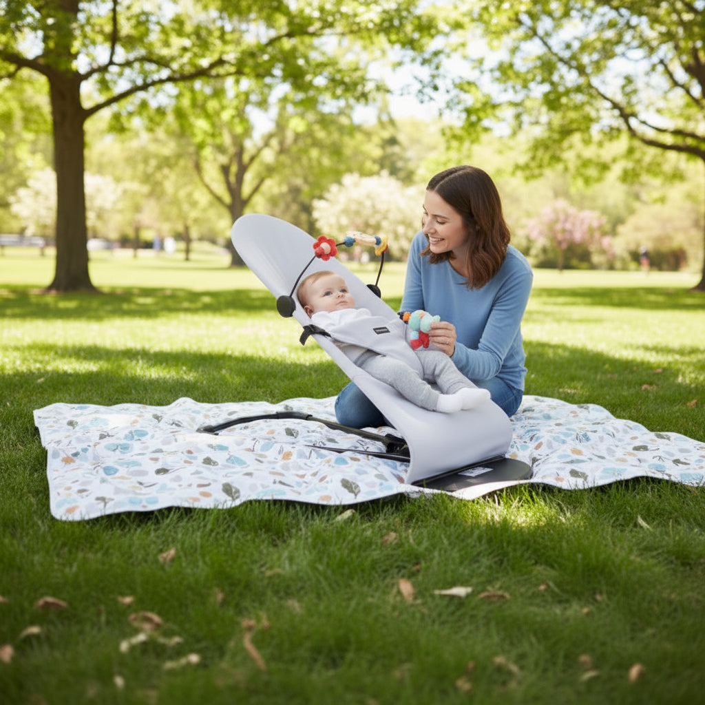 maman enfant balancelle bebe gris serenite