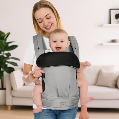 maman nourrissant porte bebe physiologique ergonomique gris