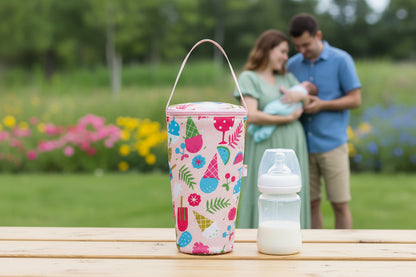 papa maman porte biberon confort nomade rose