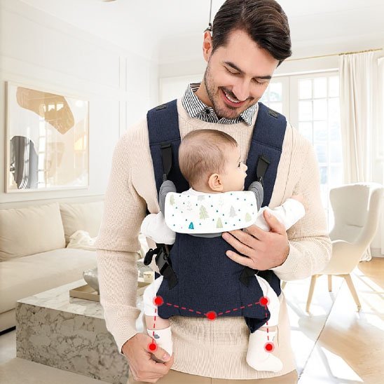 papa nourrissant porte bebe ergonomique bleu dorsocalin