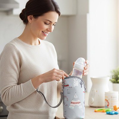 Porte biberon bebe gris