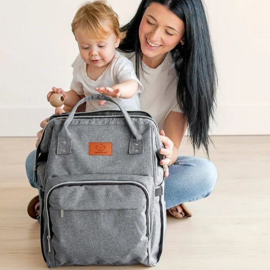 Sac a langer bebe maman gris