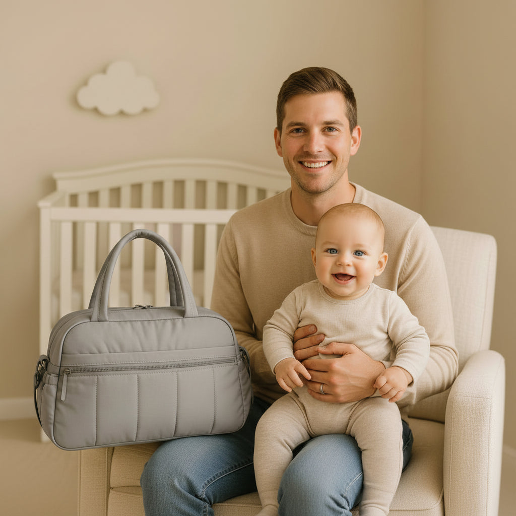 sac a langer papa bebe gris