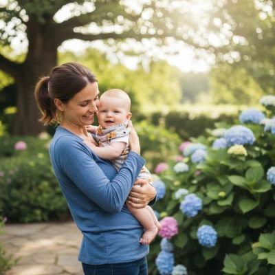 tour de cou pour bebe maman jardin
