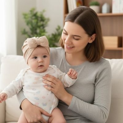 turban bebe fille beige