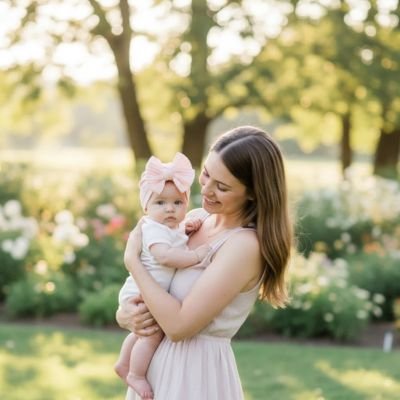 turban bebe fille maman jardin